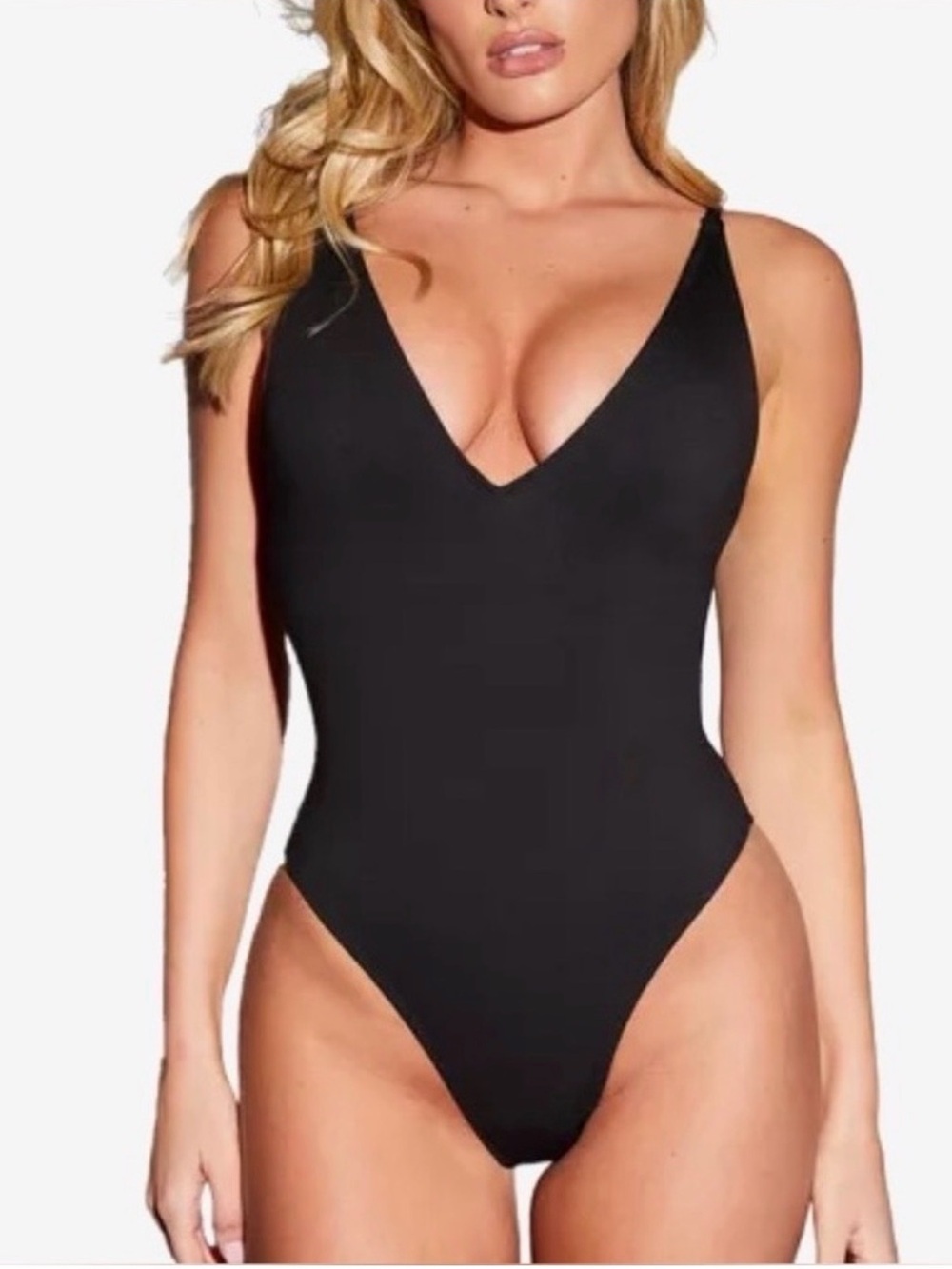 TA3 Black Plungey Large/Short One-Piece Swimsuit